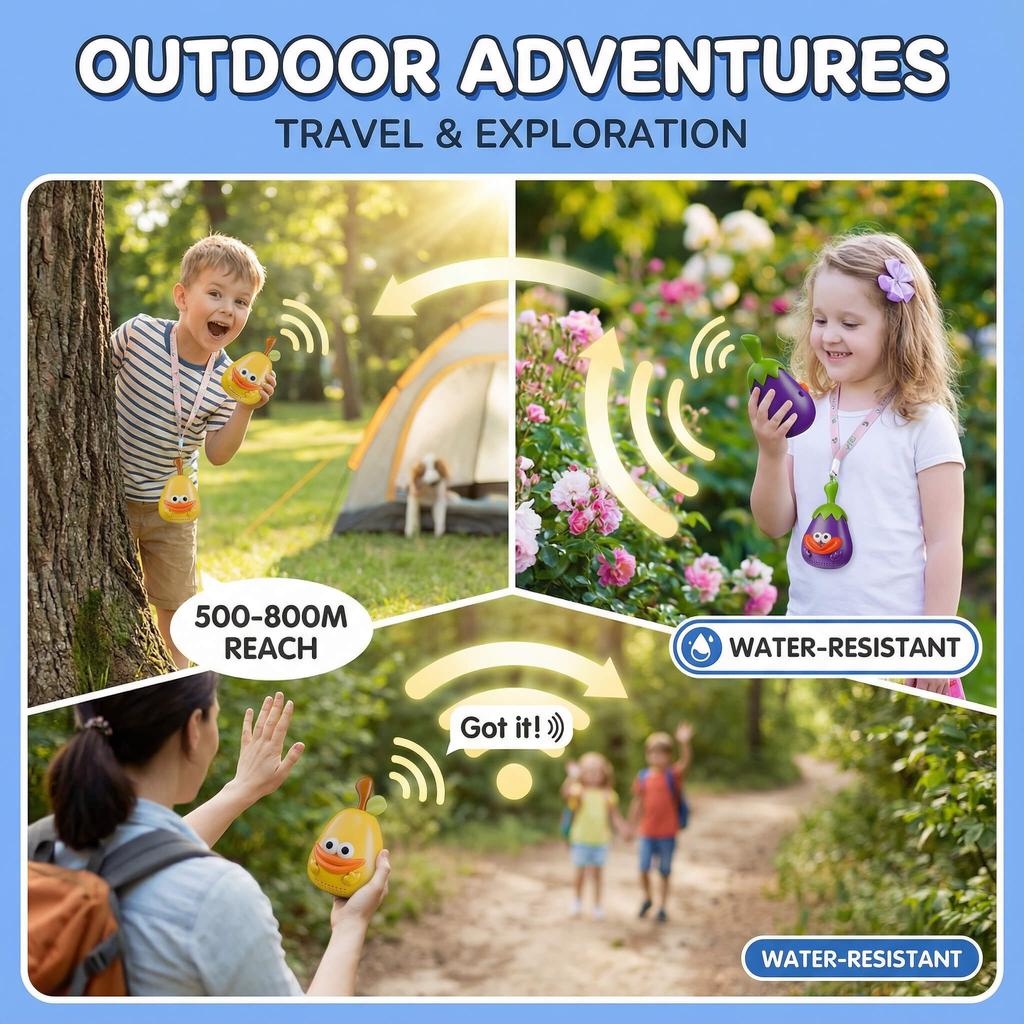 Zabawkowe krótkofalówki dla dzieci: Zabawki Owocowe 2 szt. Prezenty Urodzinowe dla Dziewczynek i Chłopców w Wieku 3-12 Lat, Gry Kempingowe na Zewnątrz, Boże Narodzenie