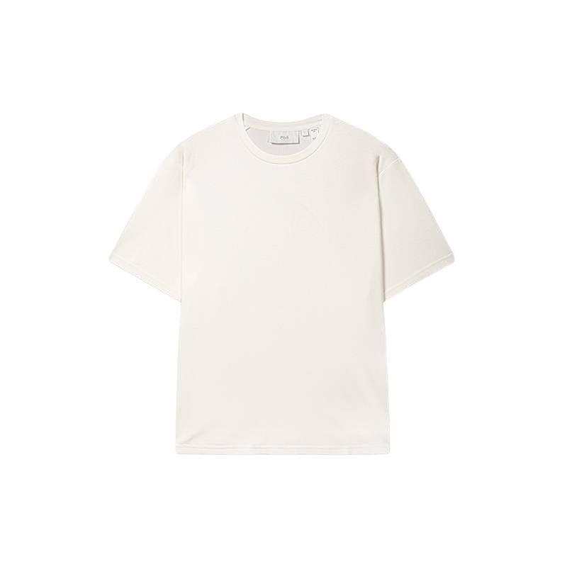 Fila Milano Series Solid Color Comfortable Crew Neck Pullover Knit Short Sleeve T-Shirt Men Tops F11M635115F-WT