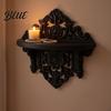 Space Saving Wall Shelf Vintage Floating for Wall, 3D Printed Gothic Carving Display Shelf, Easy To Install Shelves Mount Black Storage Rack