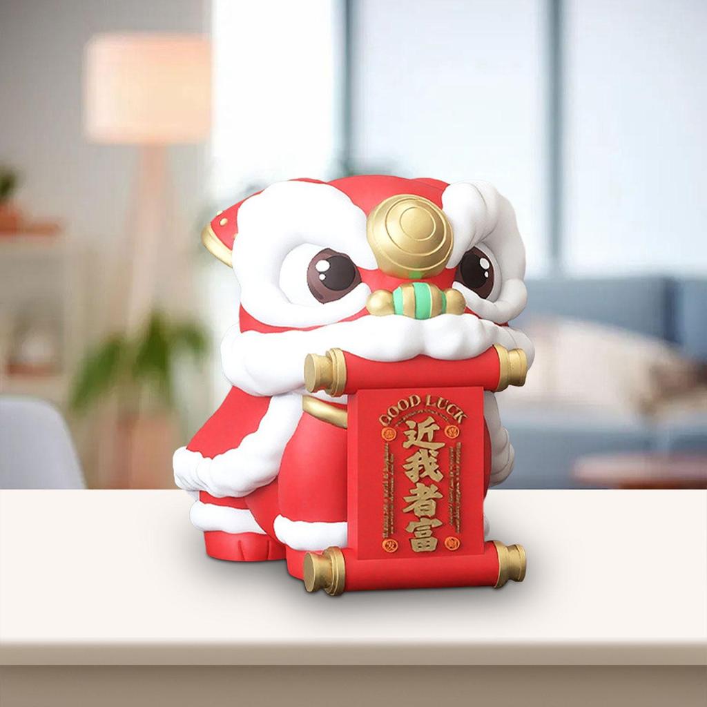 Löwentanz Statue Tischdekoration Harzfigur Geschenk Tier Skulptur für Schreibtisch Einweihung Wohnzimmer Flur