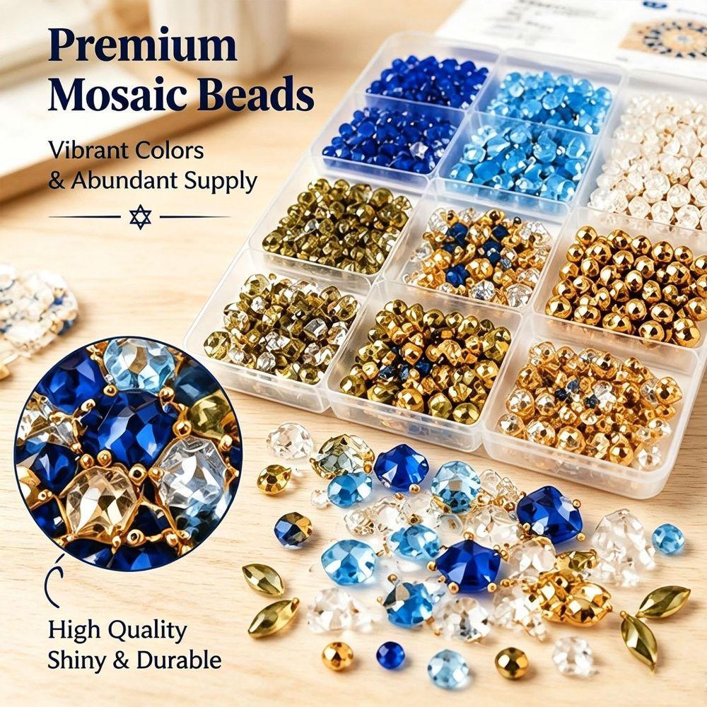Mosaic Tiles DIY Hanukkah Mosaic Wreath Kit Ribbon Bow Star of David Wreath  Mosaic Art Kit