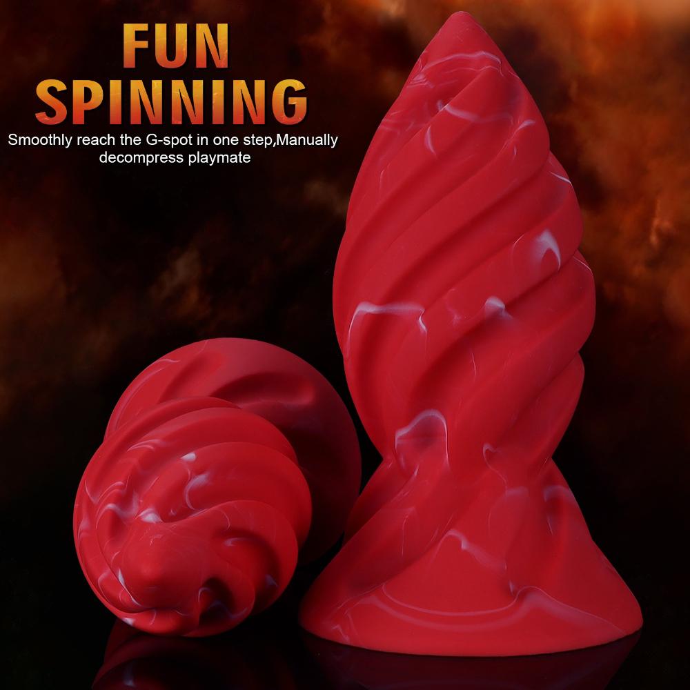 Large Ribbed Anal Plug - Rotatable Base for Easy Insertion, Silicone Anal Sex Toy for Men & Women