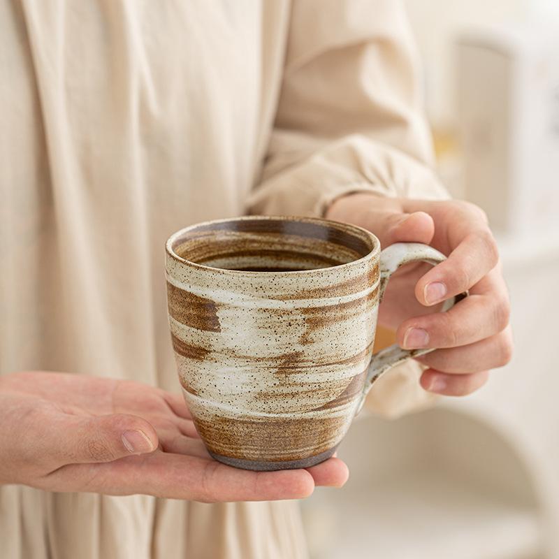 Creative coffee cup niche ceramic cup retro style Japanese coarse pottery hanging ear coffee cup office coffee cup household