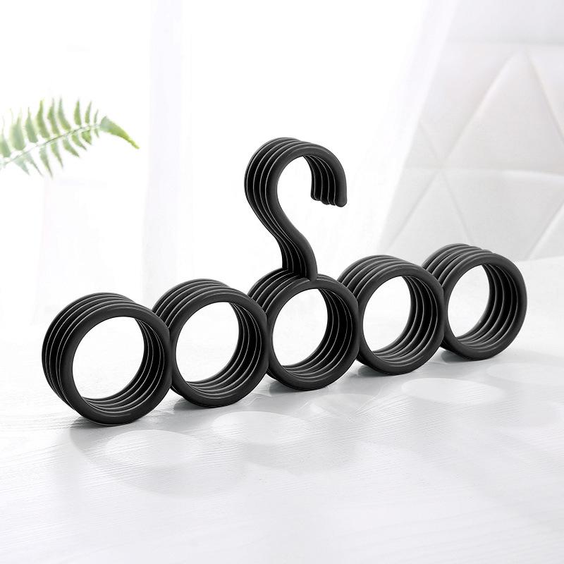 5pcs Plastic Solid Pants Hanger Multifunctional Hanger Circle Space Saving Ties Scarf Socks Storage Hanger Laundry Drying Rack
