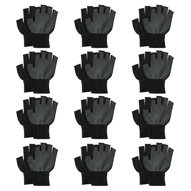 12Pair Nonslip Cycling Driving Gloves Breathable Sports Fingerless Gloves Nylon Working Gloves for Driving, Cycling