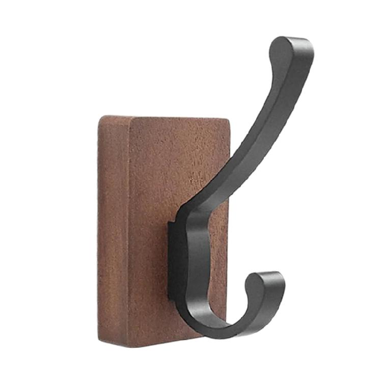 Natural Walnuts Wood Bathroom Hook with Adhesive Backing Easy Install No Holes Space Saving for Decors and Organization