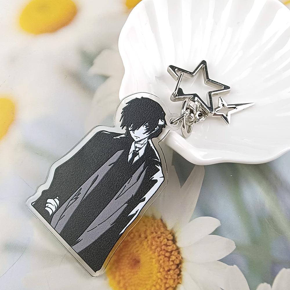 Anime BSD Dazai Osamu and Chuuay Keychain Bungou Stray Dogs Soukoku Inspiration Key Ring Cosplay Accessories Backpack Decor