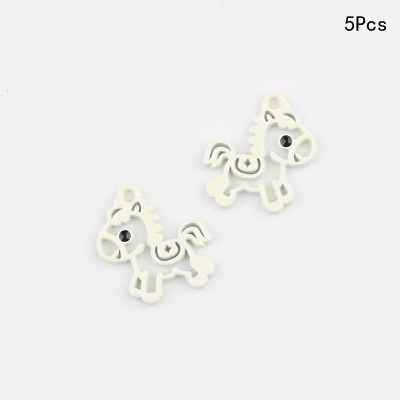 5 Pièces Pendentif Cheval Coloré Creux Charms Minimalistes Alliage Poney Fabrication de Bijoux Boucles d'Oreilles Bracelet Collier Accessoires DIY