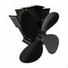 Fireplace Fan, Quiet Aluminum Alloy, Heat Powered, for Indoor, Garage, Workshop Black