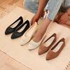 Women's pointed-toe flat shoes - single-color knitted casual breathable ballet flat stylish plus-size walking shoes 2026