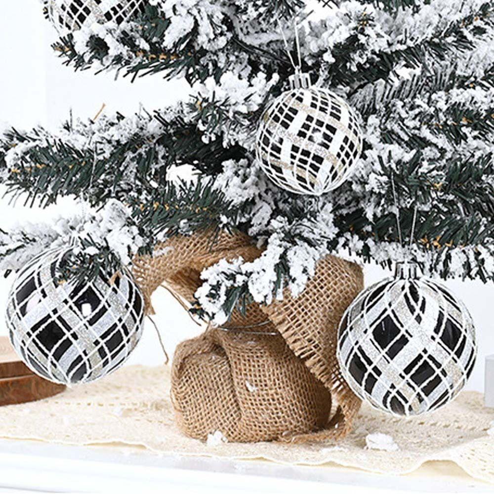 6pcs 6/8cm Painted Christmas Balls Pendant Retro Shiny Xmas Tree Ornaments Reusable Shatterproof Electroplated Hanging Balls