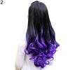 Ženy Big Wave Dlouhé Kudrnaté vlnité Gradient Color Ombre Tříčtvrtinová paruka na celé vlasy
