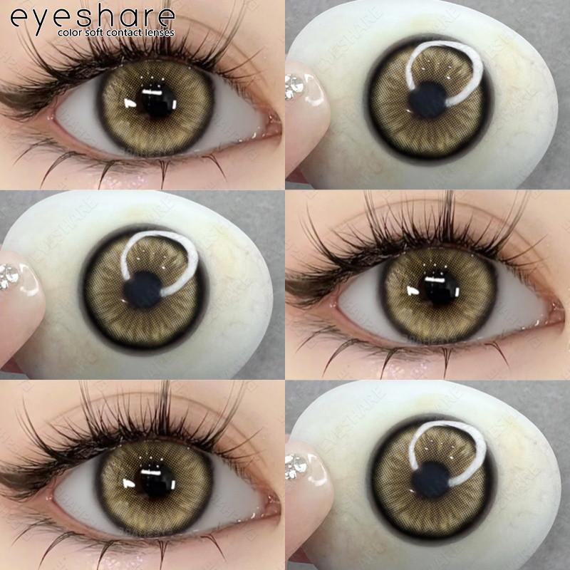 Eyeshare 2pcs LOIRE Contact Lenses for Eyes Colored Eye Lens 14.5mm Natural Brown Grey Softlens Beauty Pupils