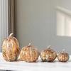 Creative Glass Craft Artificial Pumpkin Sculpture Colored Transparent Glazed Pumpkin Craft Decorative Figurines Home Decoration