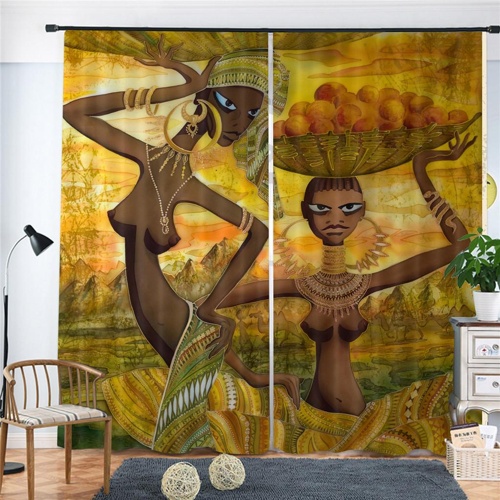 

Luxury Window Curtain African Woman Art Window Curtains Living Room Outdoor Fabric Drapes Curtain Home Decor 135W245H(CM)53x96in&Grommet Top