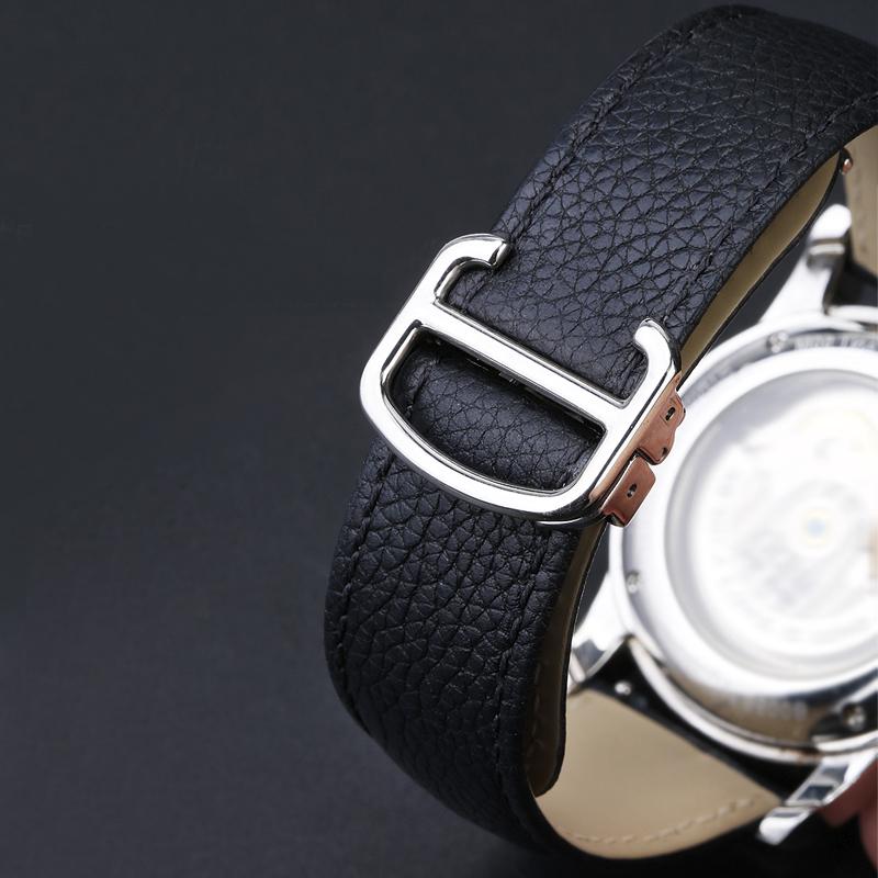 Pulseira de Couro Genuíno para Relógio Cartier Tank London Solo Couro bovino texturizado Lichia Pulseira de Relógio Masculina Feminina 17 20 22 23 24 25mm