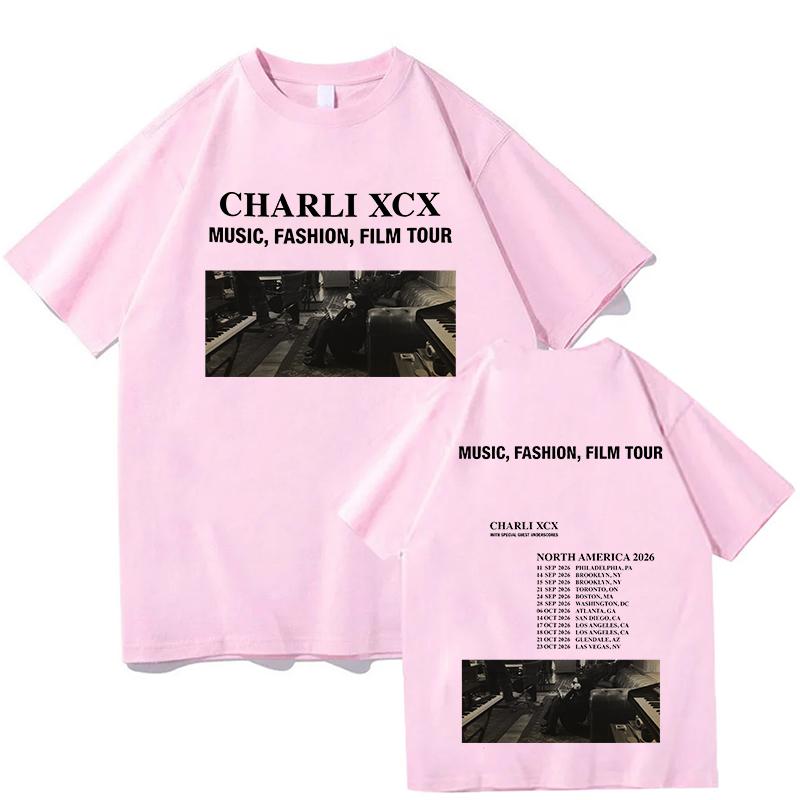 Charli XCX Music Fashion Film Tour TShirt Graphic Merch Short Sleeve Cotton Summer Oneck Tshirts Unisex Streetwear Female Tees