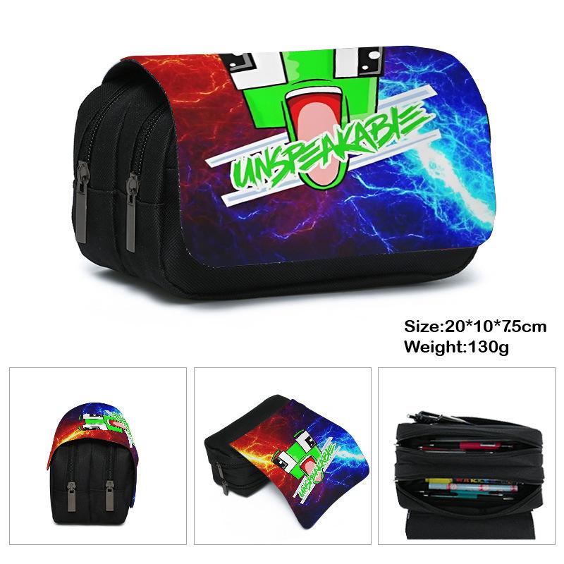 Printed Polyester Pencil Case, Large-Capacity Storage Bag, Double-Layer Flip Cover, Stationery Box.