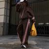 New Color Block Zip Up Classic Three Stripe Hooded Set Fashion Casual Two Piece Track Suit for Women
