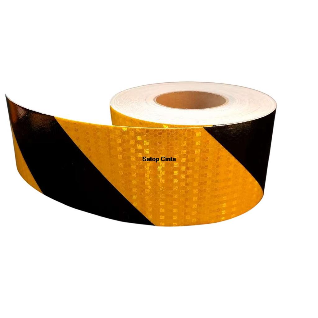 5cm/10cm/15cm/20cm*5M Yellow-Black Reflective Material Right Twill Adhesive Reflectors Tape Waterproof Stickers Sheets For Truck