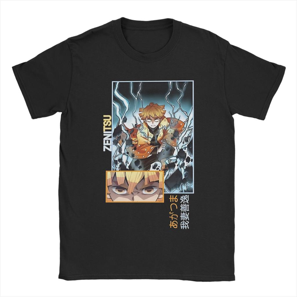 Zenitsu Agatsuma Demon Slayer T-Shirts für Herren Damen 100% Baumwolle Fantastische T-Shirts O-Ausschnitt T-Shirt Kurzarm Tops Geschenkidee