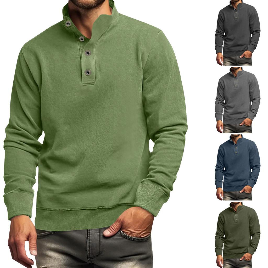 Men's Solid Color  Shirt Plus Men's Long Sleeved T-shirt Minimalist Sweatshirt