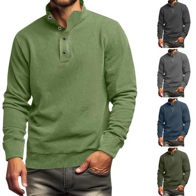 Camisa de Color Sólido para Hombre Más Camiseta de Manga Larga para Hombre Sudadera Minimalista