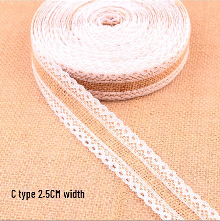 2.5CM Linen Roll Lace for DIY Handmade Crafts and Christmas Wedding Decor