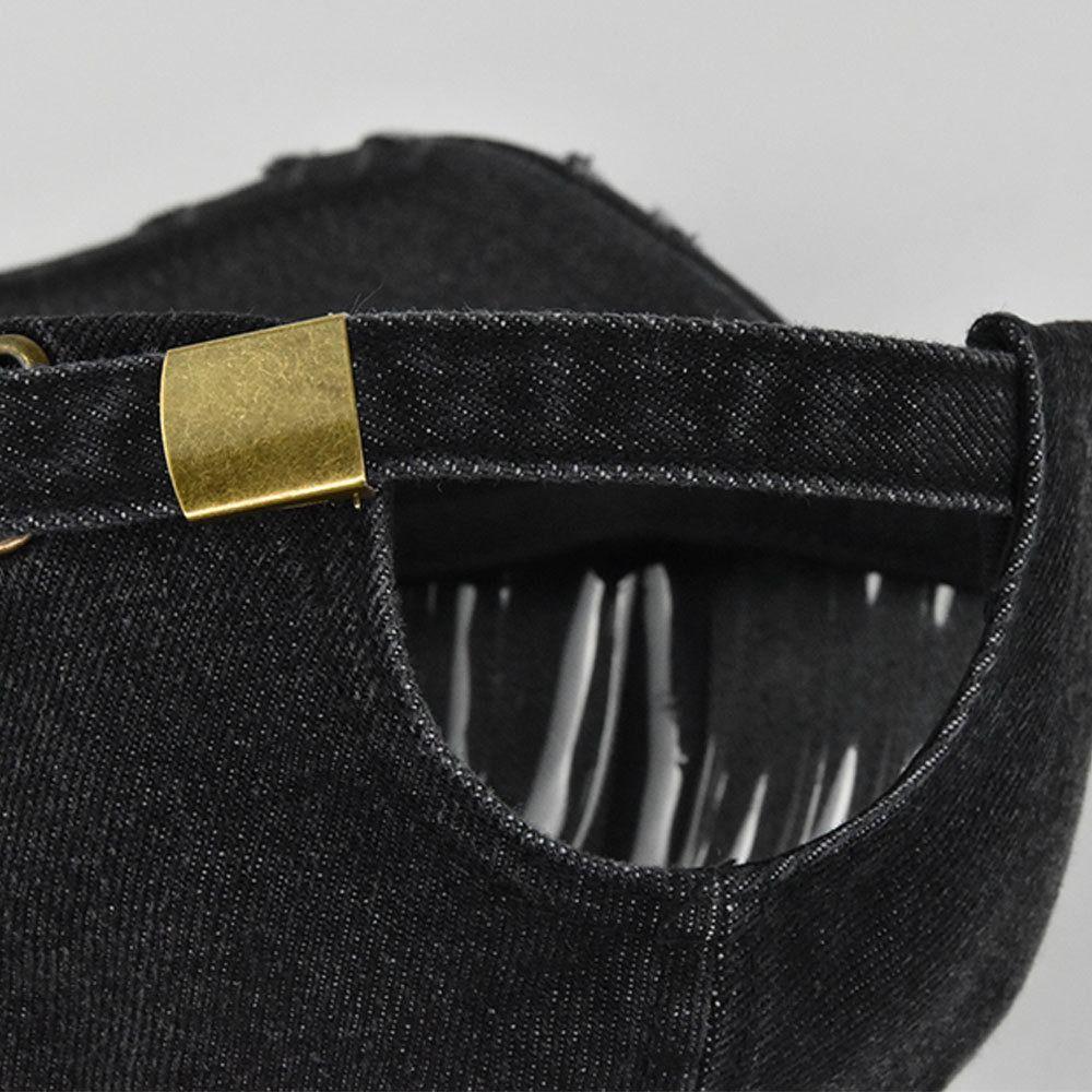 Ripped Brim Denim Baseball Cap Hole Visor Distressed Peaked Cap Casual Adjustable Cowboy Baseball Hats For Man Women Unisex