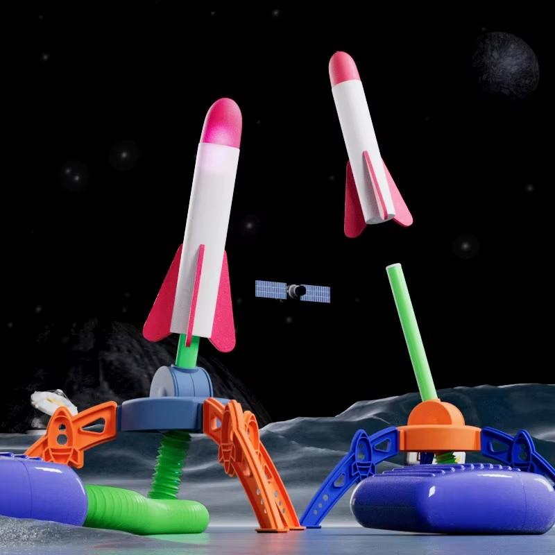 Children Air Stomp Rocket Launcher Toy Flying Foam Rockets Foot Pump Jump Pressed Outdoor Interactive Game for Kids Boys