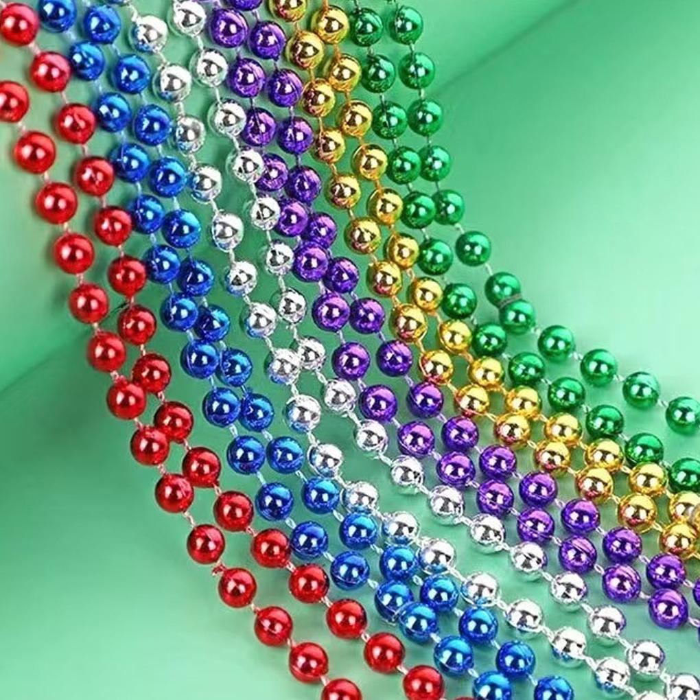2025 48 Stück loser Satz - Violett, Silber, Gold, Grün, Party-Perlen, Wiederverwendbar, Karneval, Leicht, Dekoration (6MM84cm)