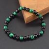 Geometric Green Malachite Stone Bracelet 6mm Black Tourmaline Beads Bracelet  Meditation Jewelry