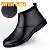 Fashion New Arrival Mens Slip on Chelsea Boots Genuine Leather Casual Ankle Boots Comfortable Man Business Botas Winter Plush Snow Shoes