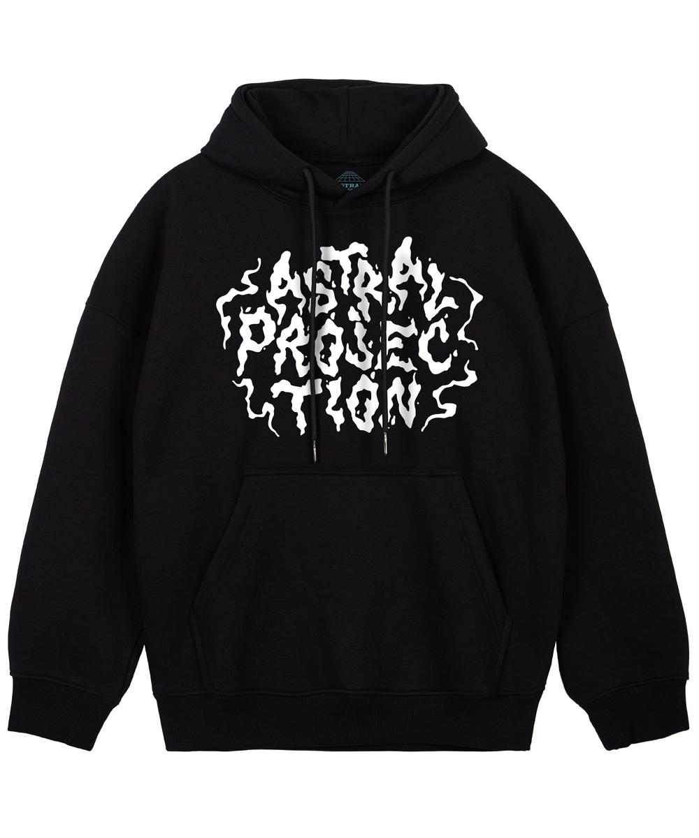 Astral Projection Hayes Lettering Oversized Wide Shoulder Hoodie_Black L