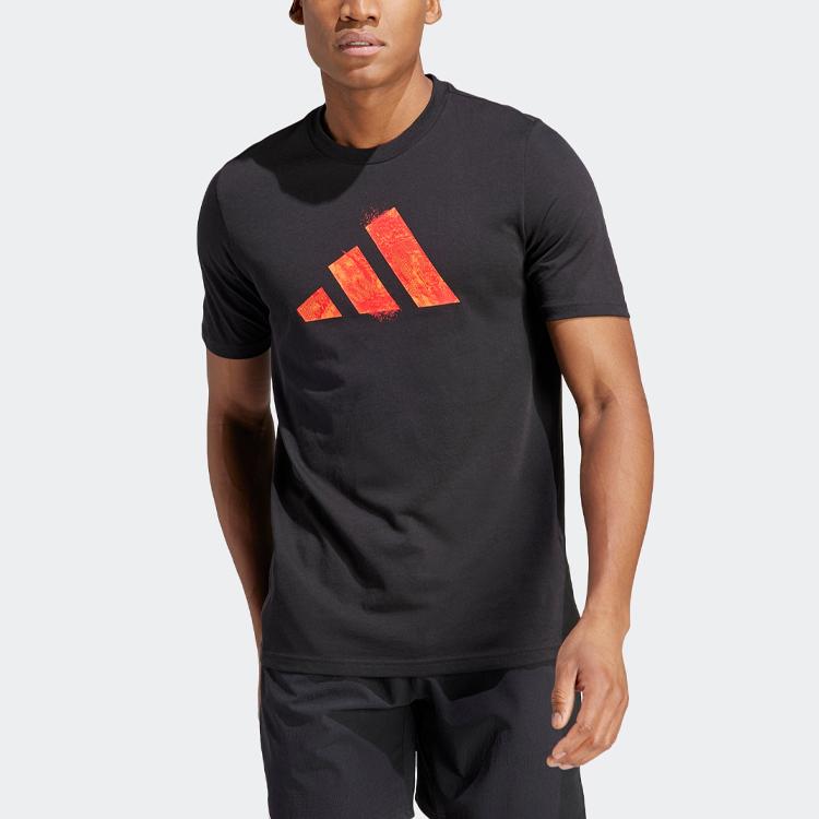 Adidas Aeroready Roland Garros Logo Print Crew Neck T-Shirt Men Tops Black HT5229