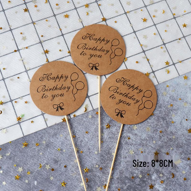 30-Piece Kraft Paper Cake Toppers: Happy Birthday Stars & Hearts