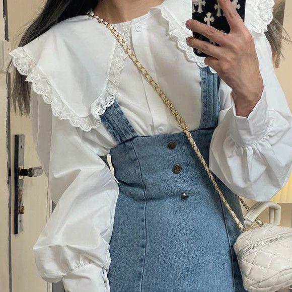 2026 Women's Washed Denim Overall Skirt - Retro Frayed Hem, Mid-Length Summer Style