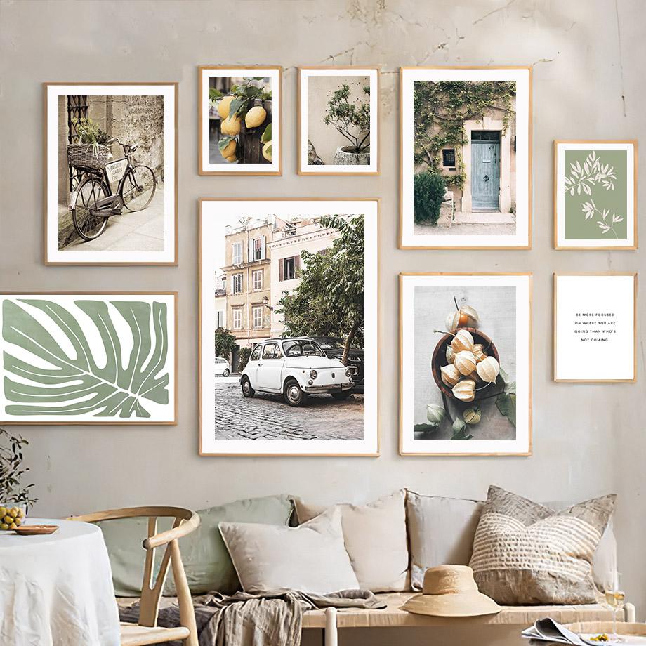 Nordic Town Retro Car Street Lemon Tree Leaf Wall Art Canvas Painting Posters And Prints Wall Pictures Living Room Bedroom Decor