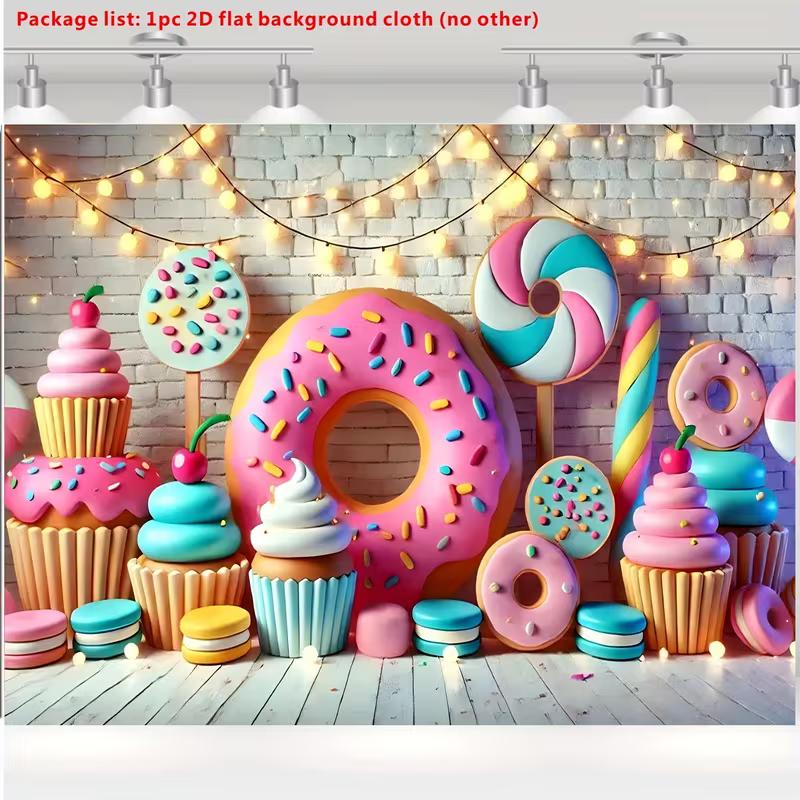 2D Candy Donut Sweet Birthday Backdrop Photography Background