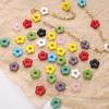 1pc 16mm Retro Hollow Flower Beads Colorful Glass Big Hole Flower Beads DIY Bracelet Necklace For Jewelry Making Accessories