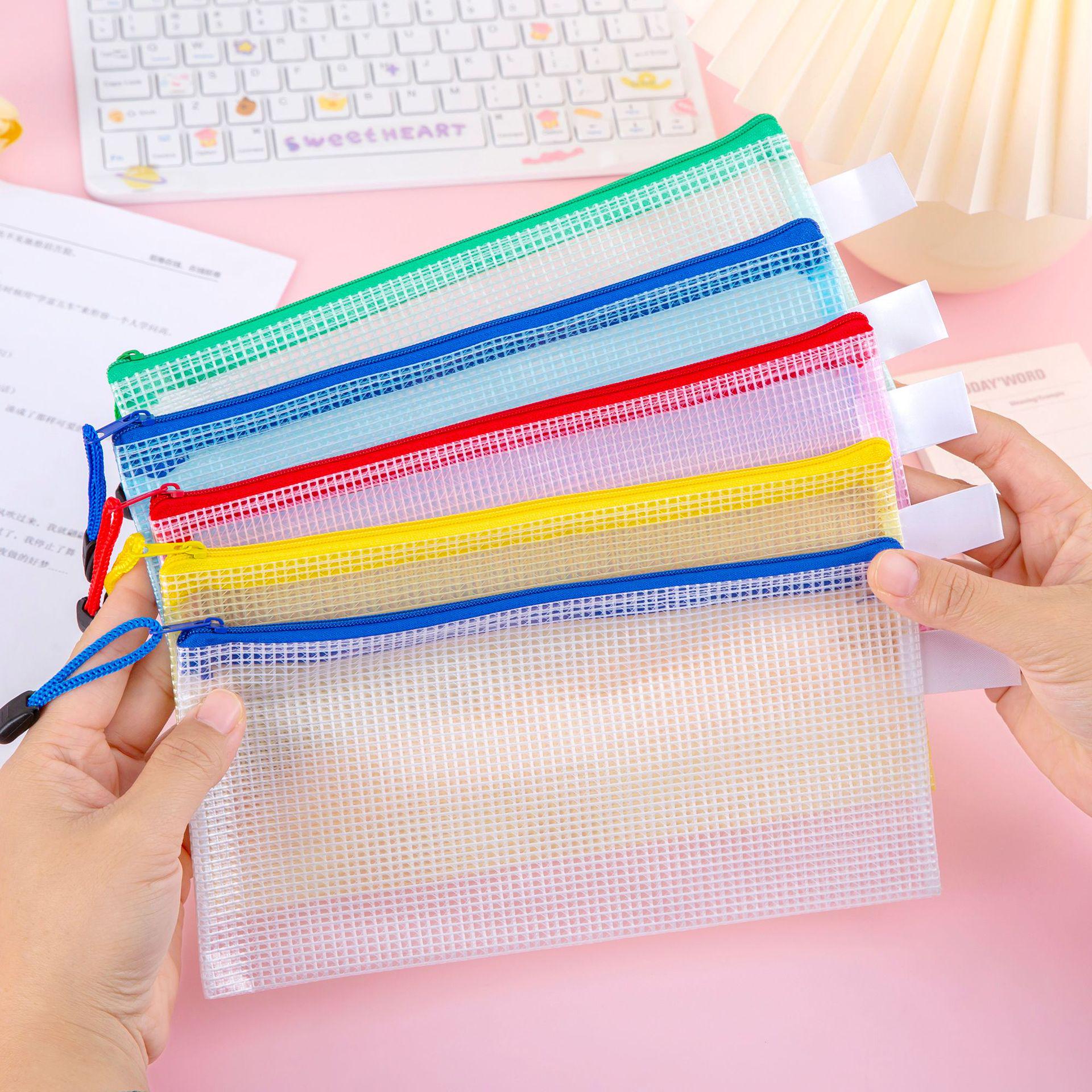 A6 Transparent Mesh Waterproof Stationery Document & Pencil Zipper Bag A6 Single Price [Size: 19.5*14cm]