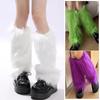 Faux Fur Leg Warmers Women Solid Color Fuzzy Long Boot Covers Fluffy Shaggy Leg Warmers for Christmas Costume Nightclub Street Wear
