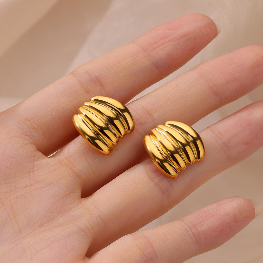 C Shape Hoop Earrings for Women Stainless Steel Gold Color Multilayer Irregular Piercing Stud Earrings New Trendy Jewelry Gifts