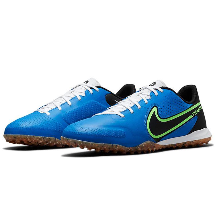 Nike Tiempo Legend 9 Academy Low TF (Rubber Studs) Leather Synthetic Anti-Slip Durable Soccer Shoes Men Soccer Shoes Black Blue DA1191-403