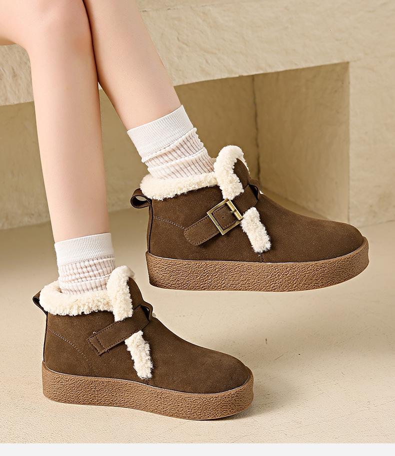 

Snow boots women s 2025 winter piled thickened non-slip warm fluffy shoes Birkenstocks cotton shoes snow boots 35
