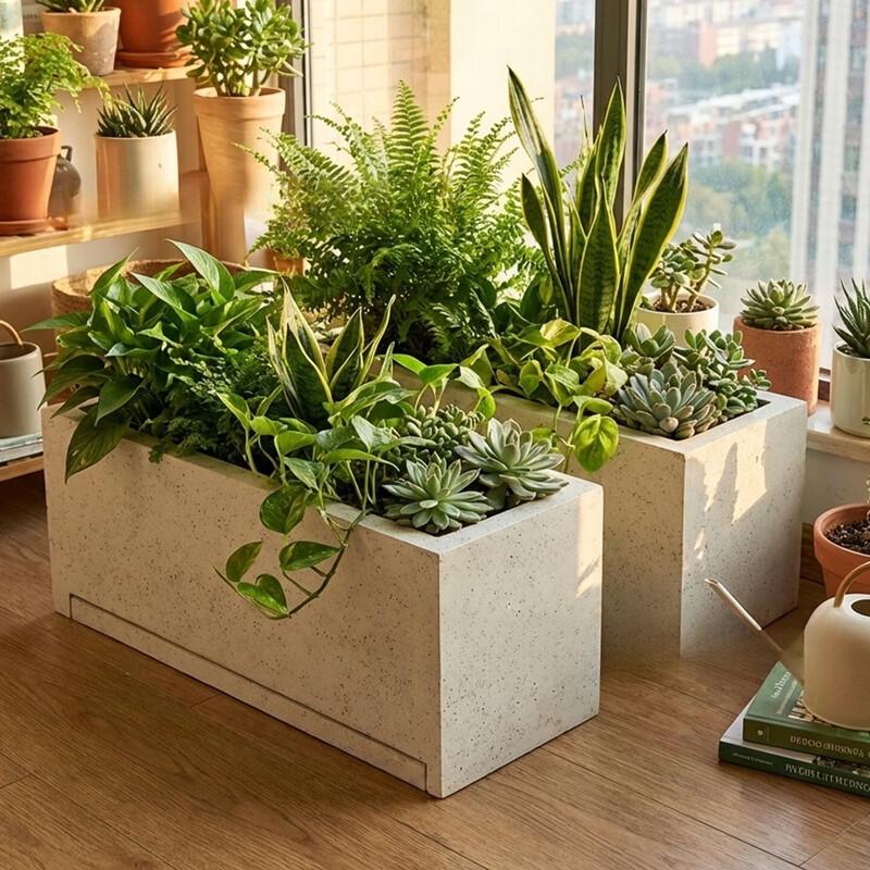 Lilang Rectangular Cement Planter