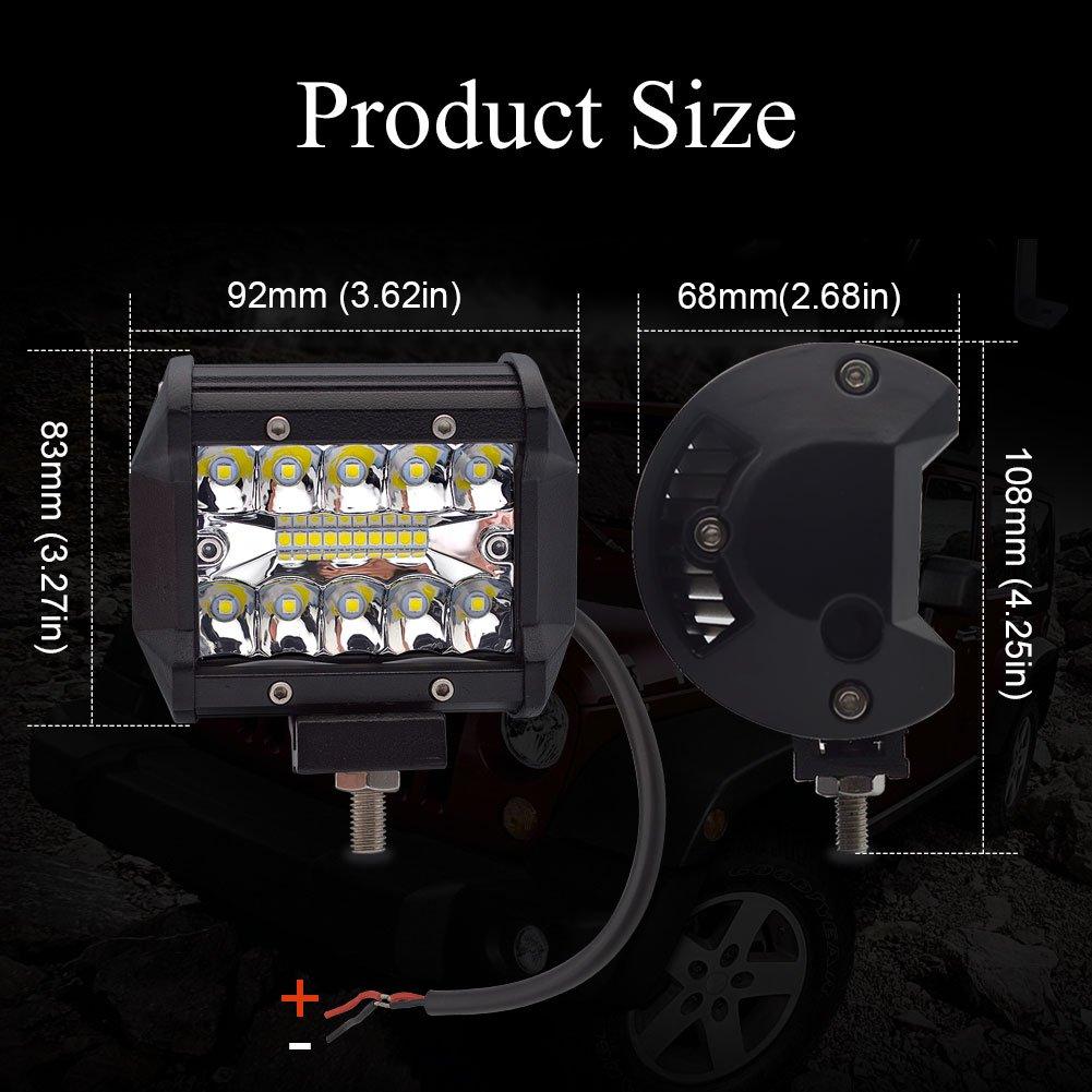 LED Work Light, 60W, Narrow Beam, Waterproof, IP67, 6000K, 12V/24V, Square Shape, White, Dustproof & Shockproof, Safego Floodlight, for Trucks/Tractor