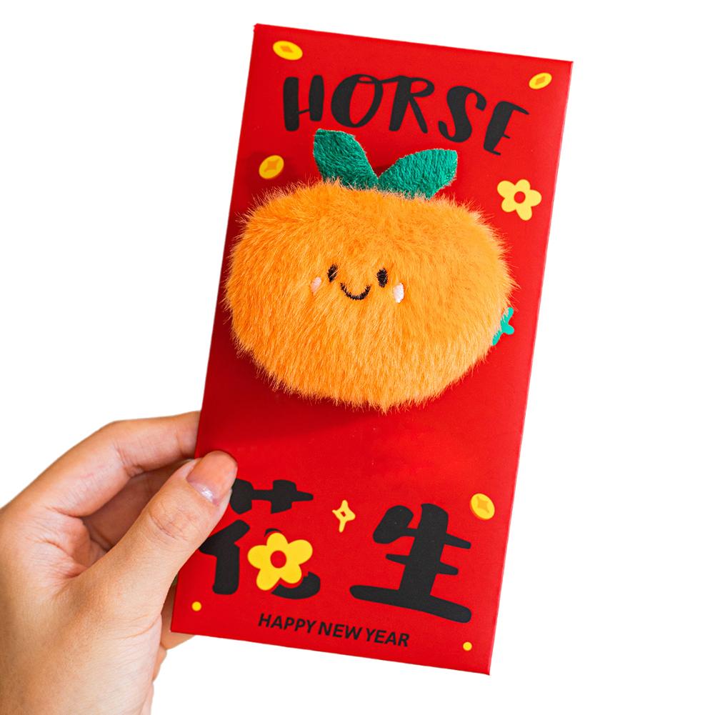 Red Envelopes with 3D Plush Doll Design Money Envelopes for Christmas Wedding Birthday Home Chinese New Year Red Packets