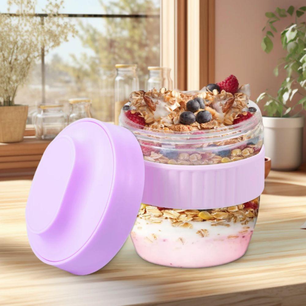 Plastic Yogurt Salad Cup Transparent Lunch Box Multifunctional Oatmeal Cereal Cup  Fitness