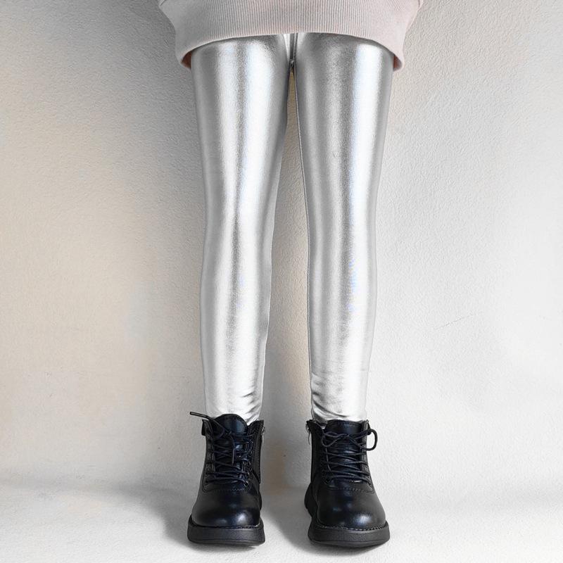 Shiny Girls' Leggings for Ages 3-7: Spring/Autumn Heavy Metal Dance Pants